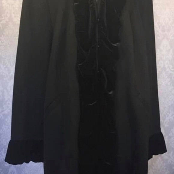 INC Plus Size Velvet Ruffled Coat. - Picture 4 of 5